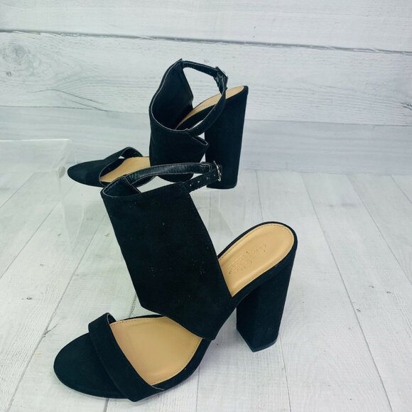 Charlotte Russe JACKIE Textle Suede Block Ankle Strap High Heel Sandals Size 8 - Picture 6 of 12